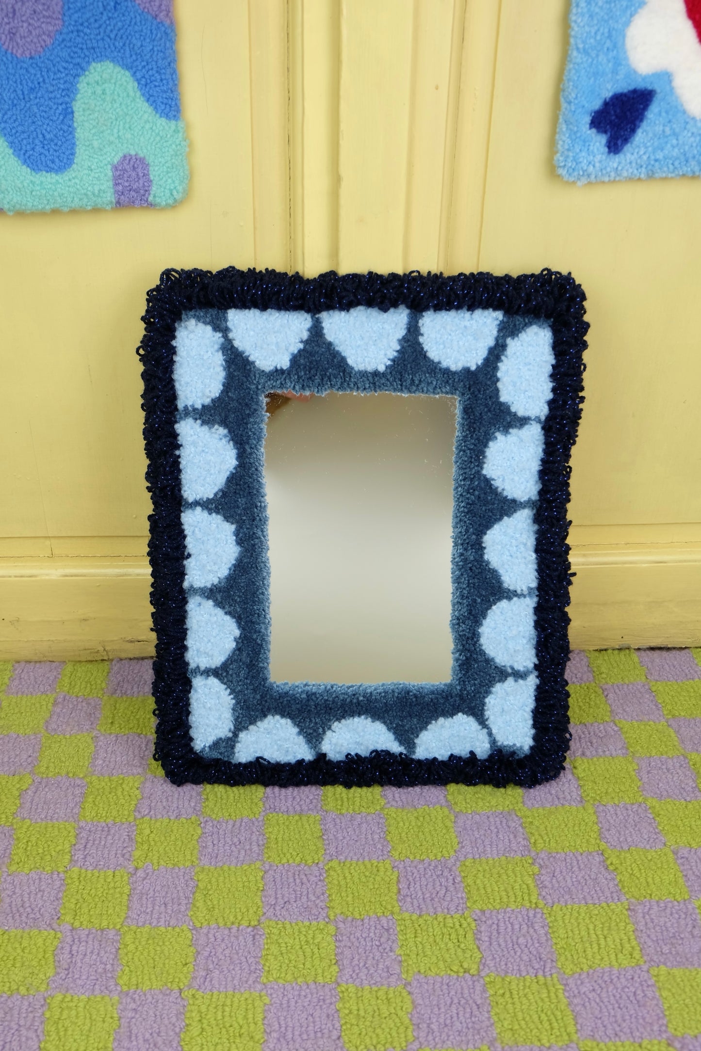 Miroir mural rétro bleu