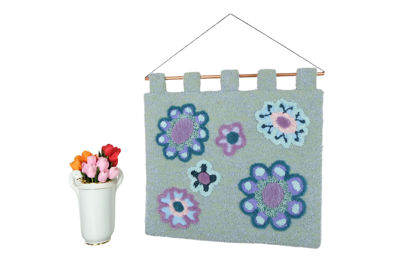 Tapisserie murale fleurs groovy
