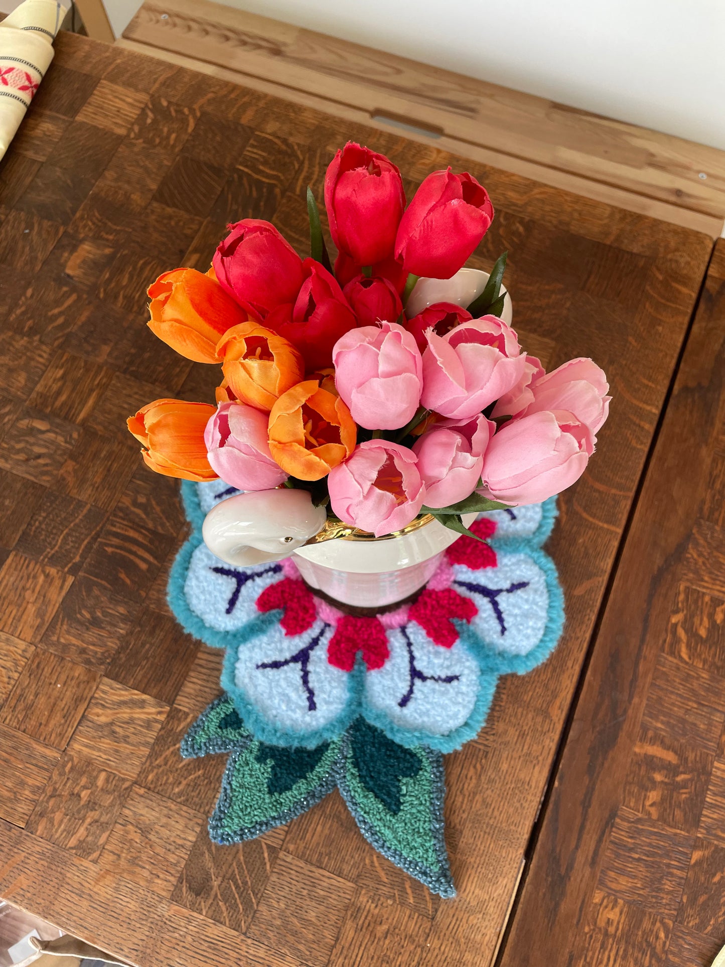 Tapis centre de table floral