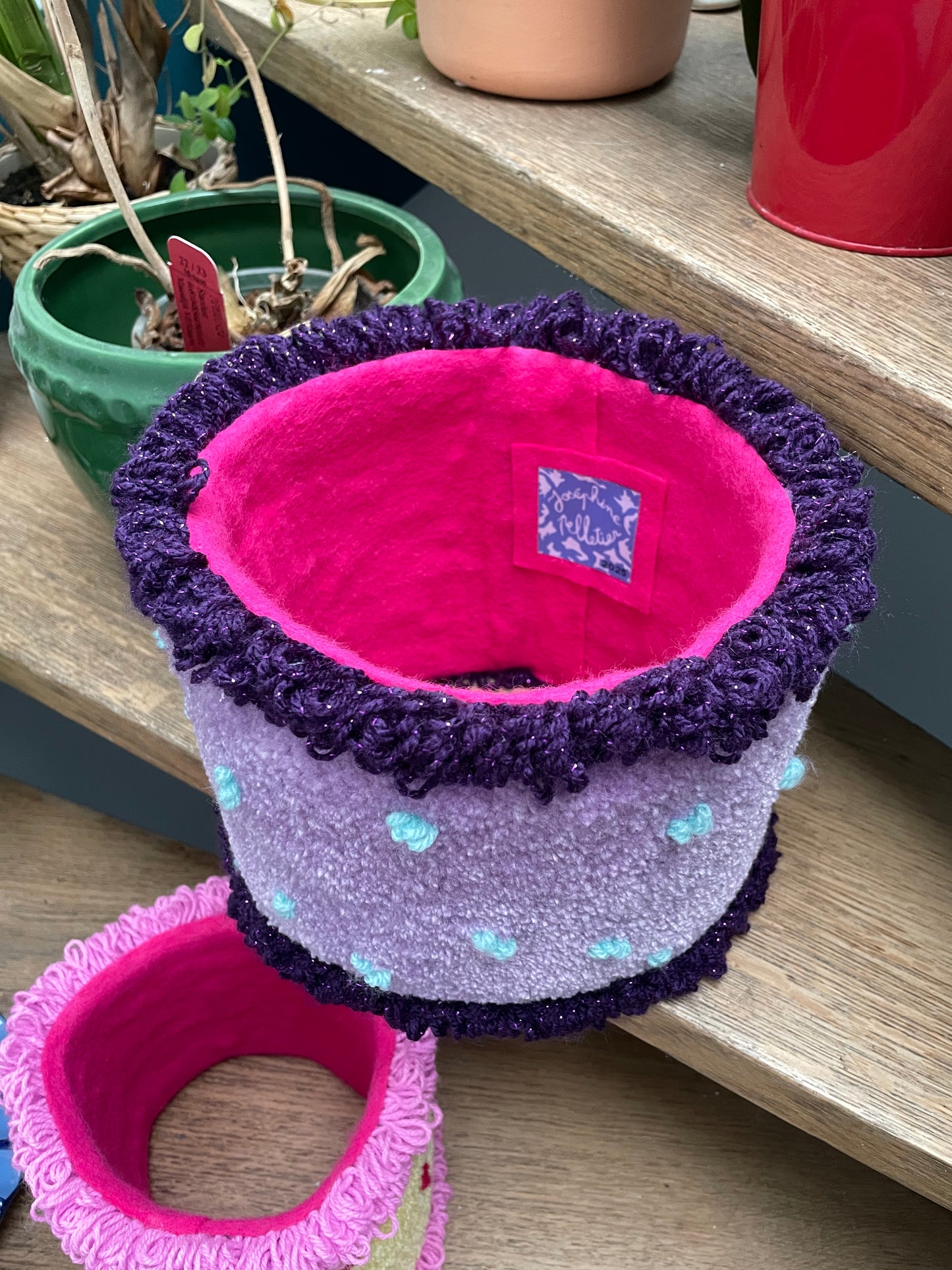 Cache-pot en tufting CAKE LAVANDE • MOYEN ☀️