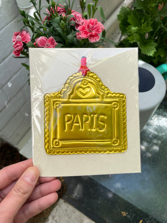 Ornement à suspendre - Plaque de rue parisienne « Paris »