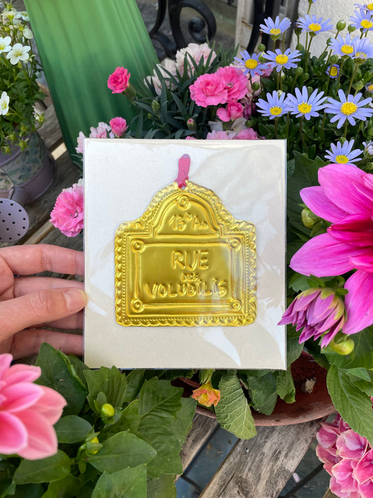 Ornement à suspendre - Plaque de rue parisienne « Rue des Volubilis » nº26/30