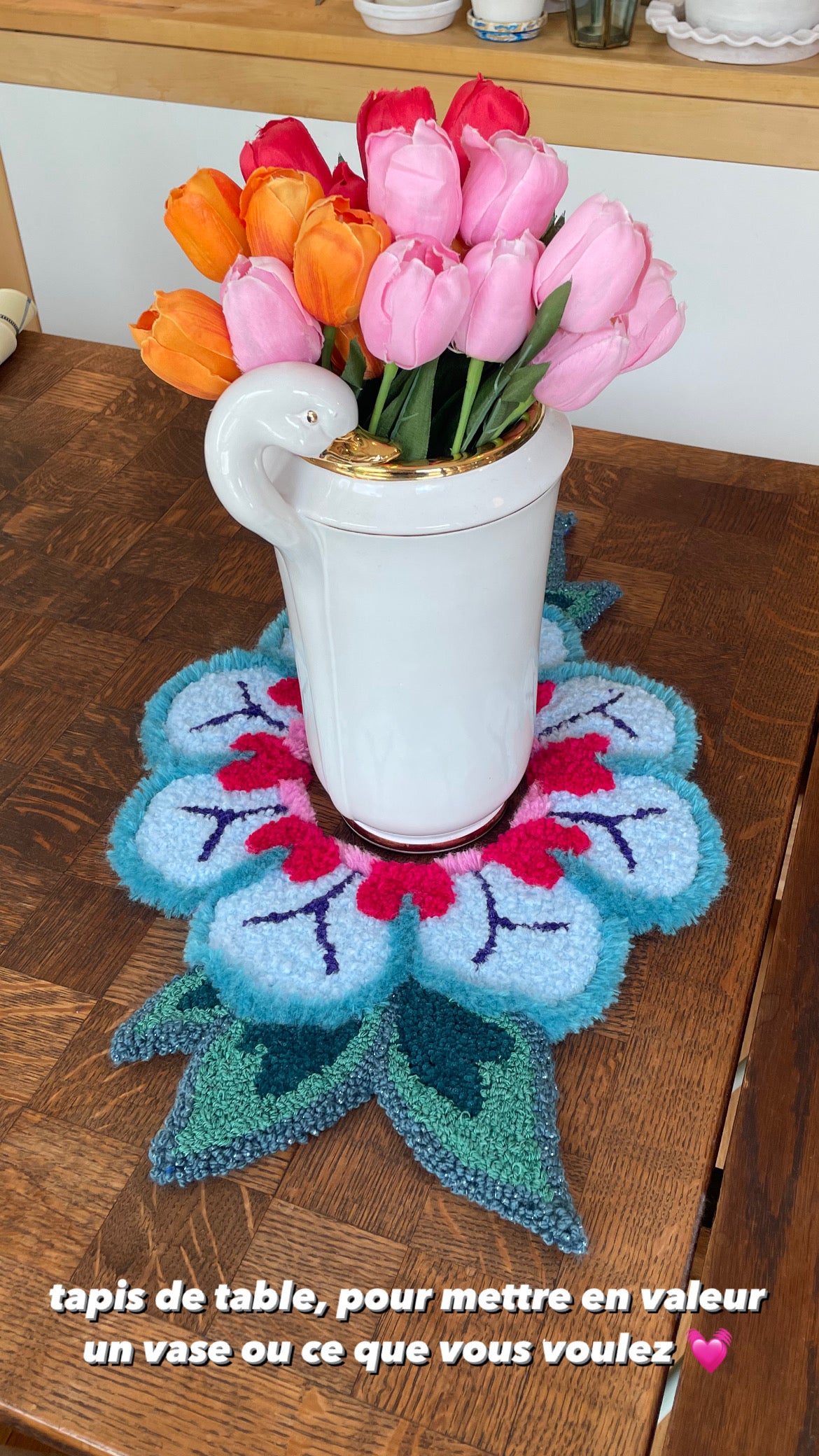 Tapis centre de table floral